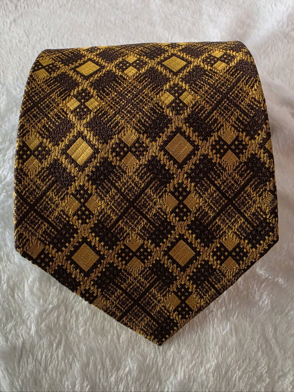 Vintage Riviera Philadelphia by Damon Brown Gold Silk Tie 58 x 4 Geometric